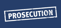 Blue background with text 'Prosecution'