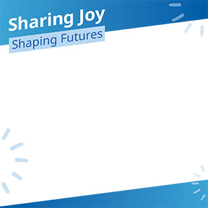 Frame featuring Sharing Joy, Shaping Futures.