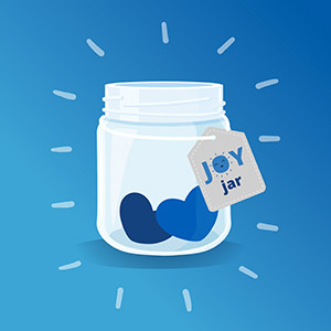 A tile featuring a Joy jar.