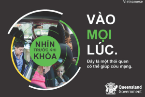 Look Before You Lock postcard in Vietnamese
