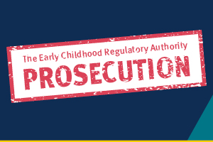 The Early Childhood Regulatory Authority Prosecution stamp on dark blue background 